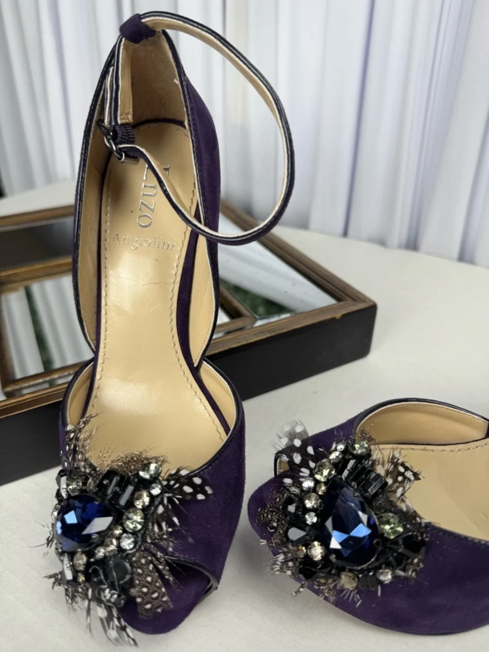Enzo Angiolini Thaddea Suede Platform Peep-Toe Pumps